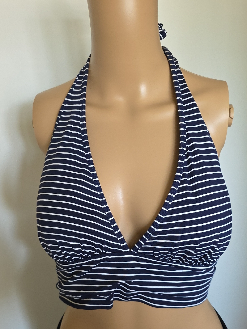Reversible Navy and White Striped Halter Crop Top